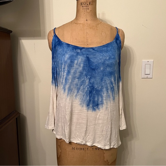 Vintage Havana Tie Dye Long Sleeve Cold Shoulder T-Shirt - Picture 1 of 6